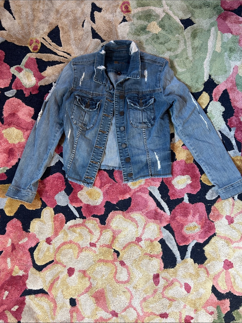 Kut from the Kloth Distressed Blue Denim Jean Jacket
